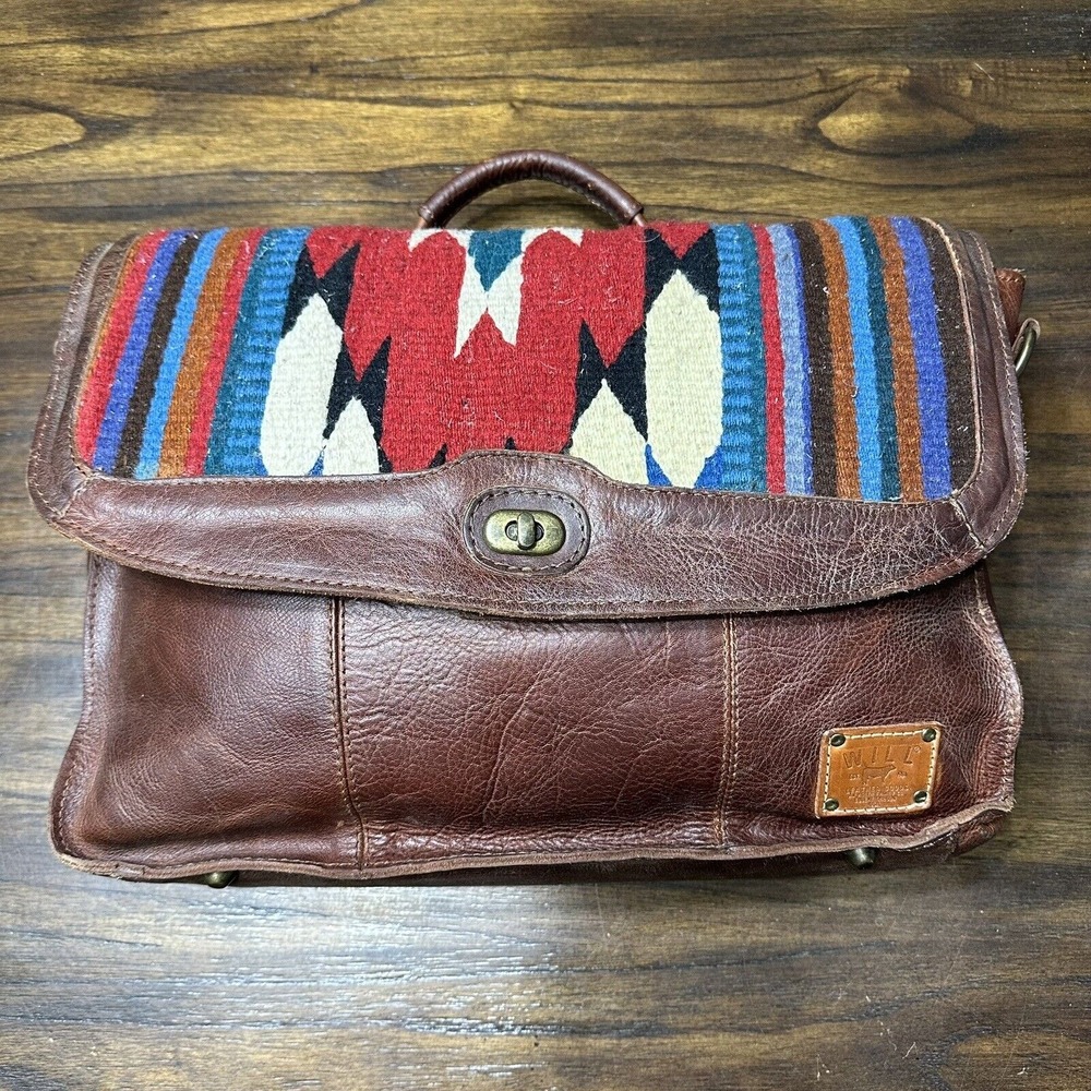 Will Oaxacan Hand-Woven Wool and Leather Messenger Bag and‎ Pillow